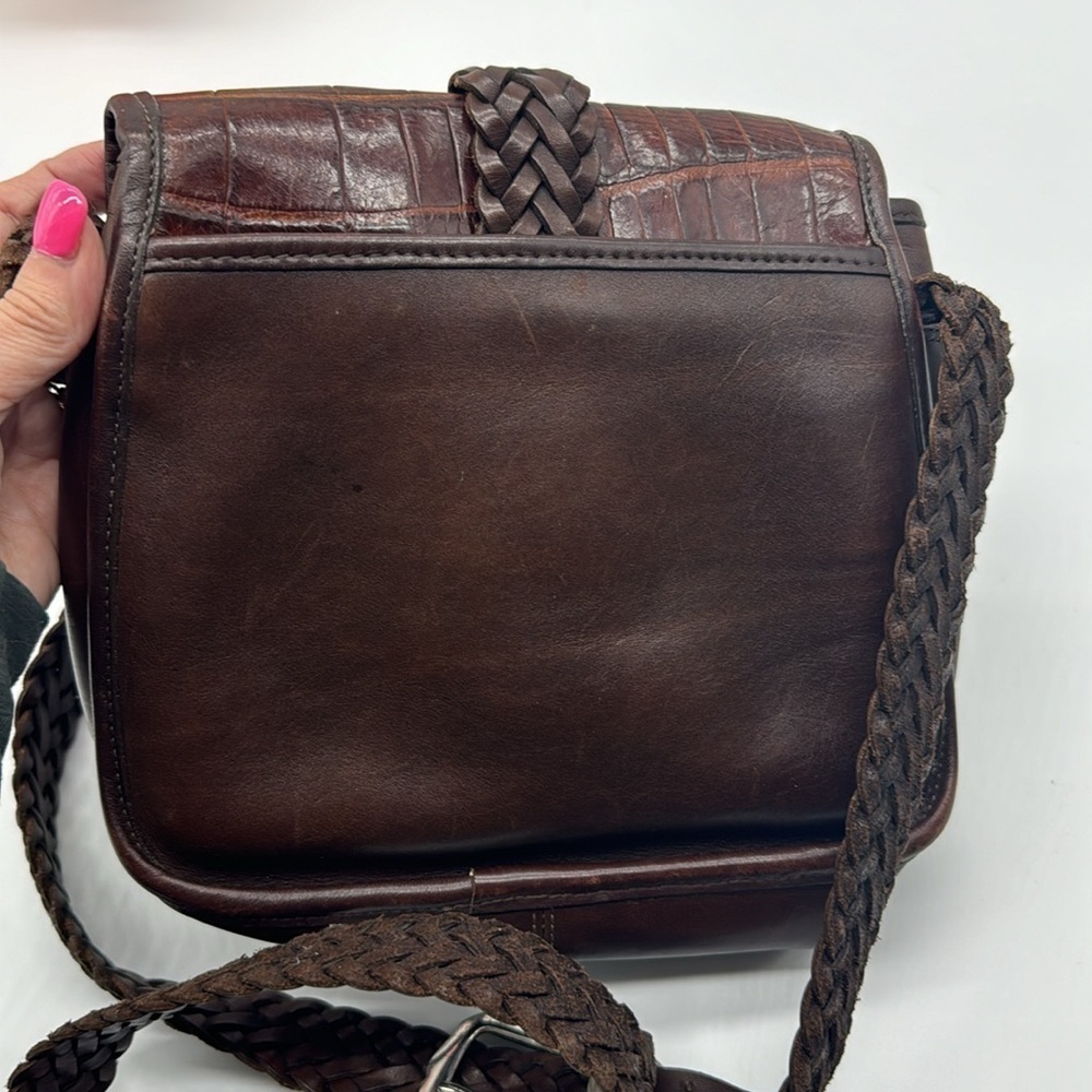 Brighton Vintage Brown Leather Crossbody Bag with Braided Strap BRN5944C - Picture 10 of 13